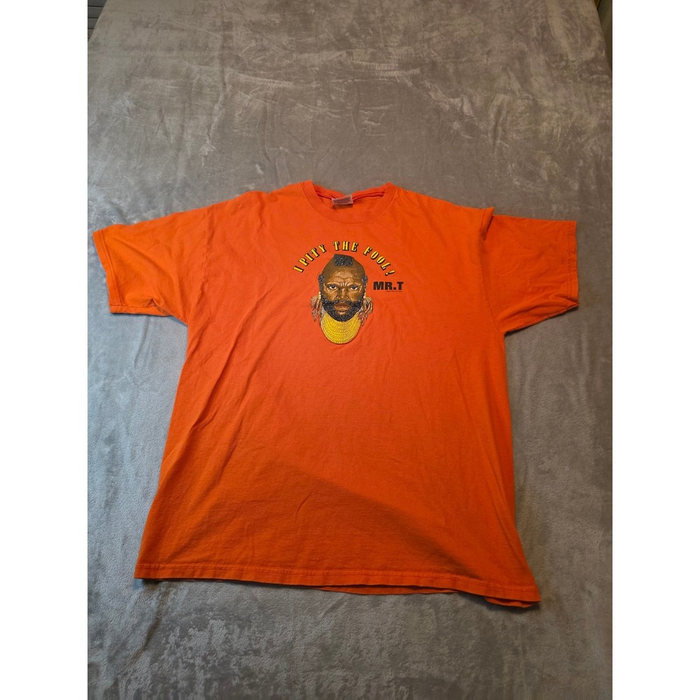 Hanes T-Shirt Mens XL Orange Mr. T Pity The Fool Graphic 2000 Vintage Style